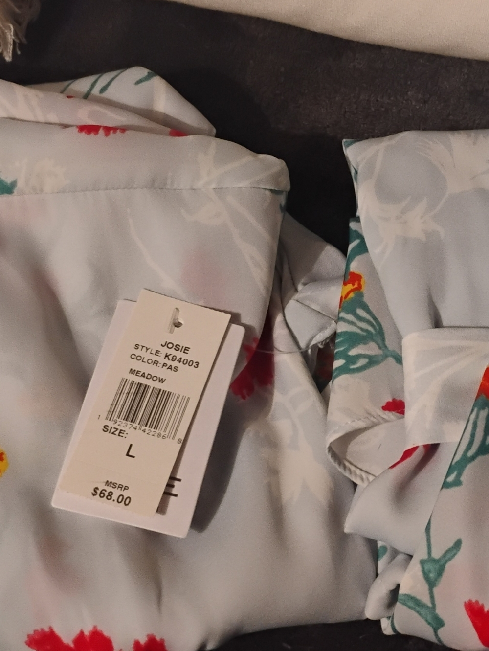 Josie Natori Meadow Robe Wrap  Loungewear Silver Blue Sz L NWT - Picture 4 of 8